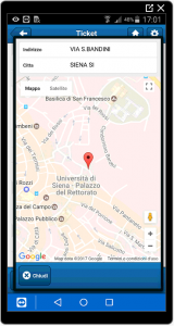 Schermata mappa su App TicketPlan